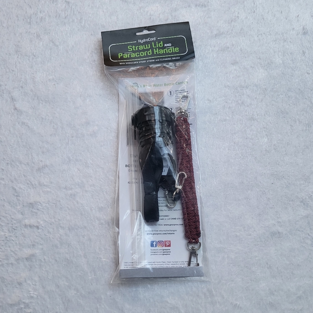New Gearproz HydroCord Straw Lid and Paracord Handle color RED.
